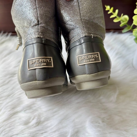 Sperry Top-Sider Saltwater Shimmer Duck Boots Gray Waterproof Size 7.5 - Picture 8 of 13